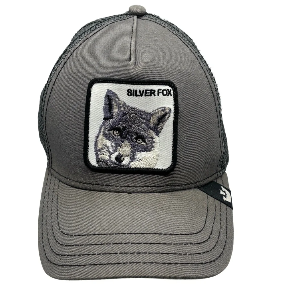 Goorin Bros The Farm Silver Fox Trucker Hat Gray Mesh Snapback Cap Patch - Picture 2 of 9